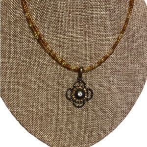 Lia Sophia pendant necklace, neutral colors, beaded